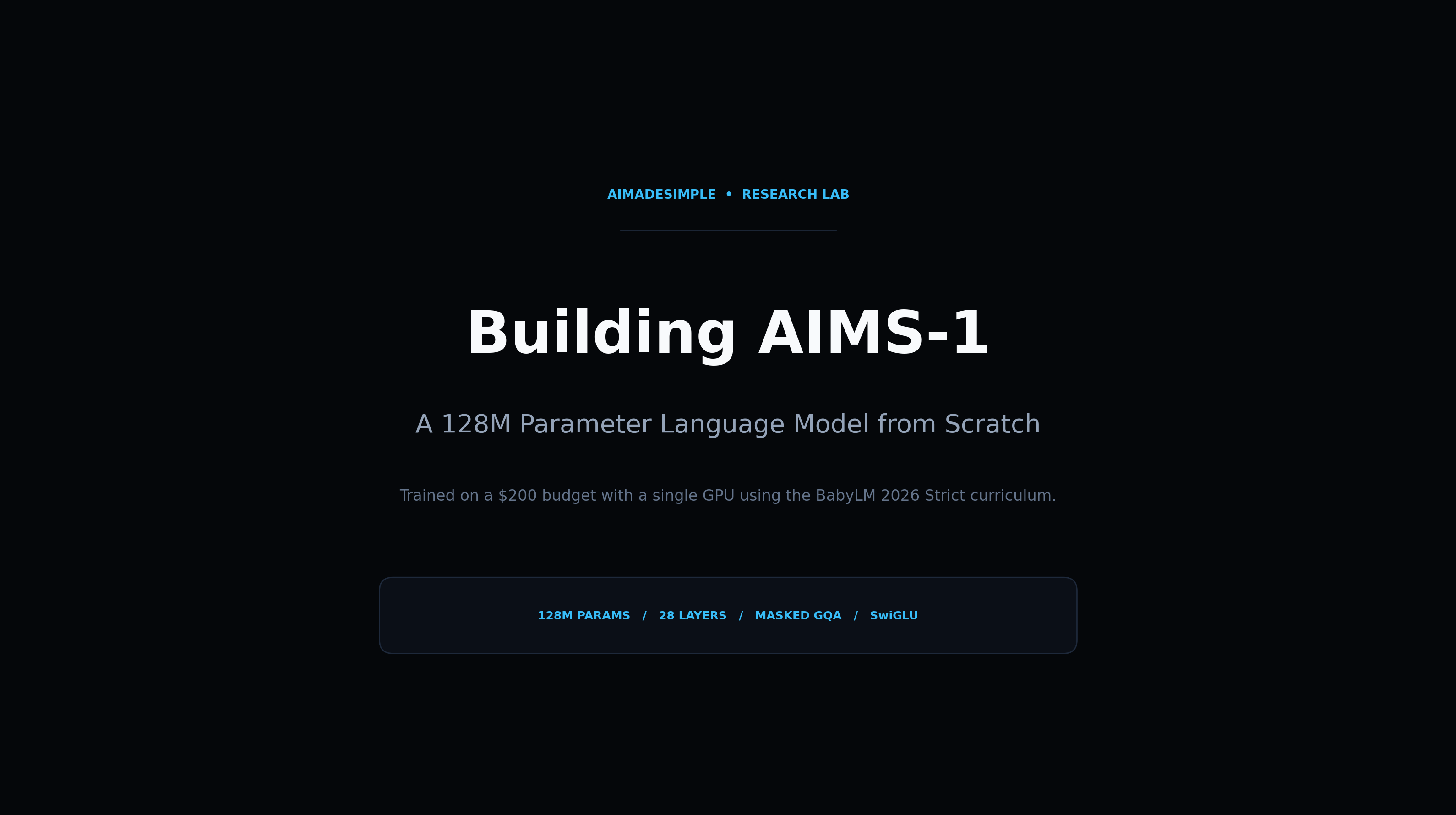 Building AIMS-1 from Scratch: A 128M Parameter Language Model on a $200 Budget