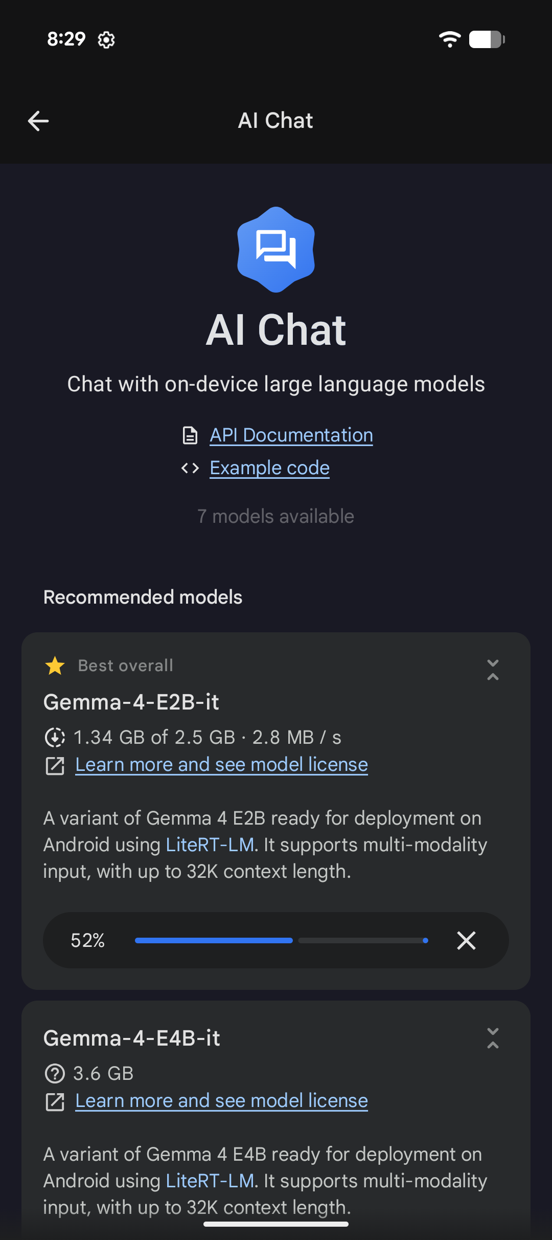 Download button on a model card
